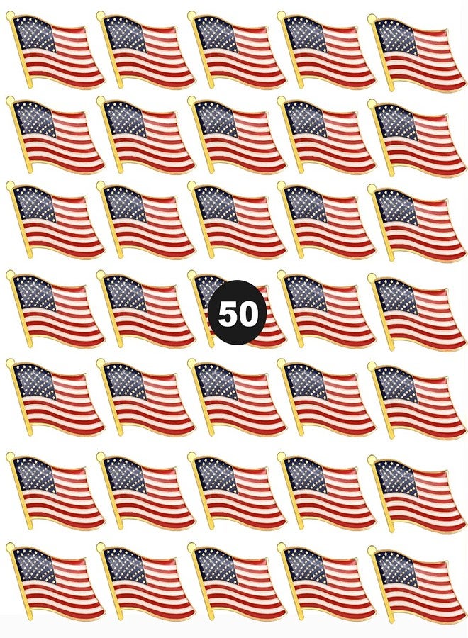 MEUUT American Flag Lapel Pins - USA Metal Enamel Flag Pins United States US Waving Robust Crystal surfacing Badge brooch for patriotic display (50pcs) - Image 1